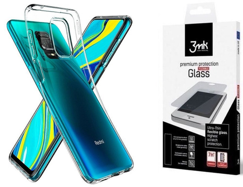 Etui pancerne SPIGEN LIQUID CRYSTAL XIAOMI REDMI NOTE 9S/9 PRO/9 PRO MAX CRYSTAL CLEAR +szkło 3MK FG