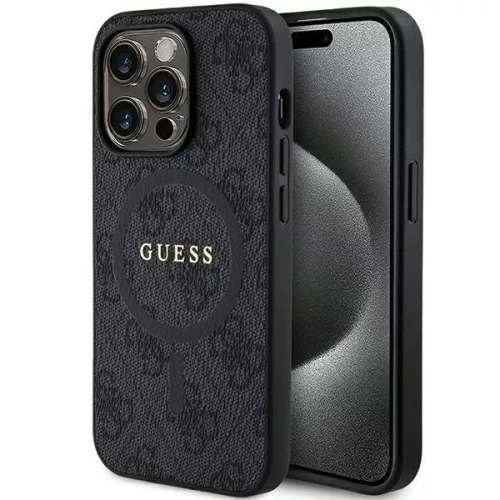 Etui Guess 4G Collection Leather Metal Logo MagSafe na iPhone 14 Pro - czarne