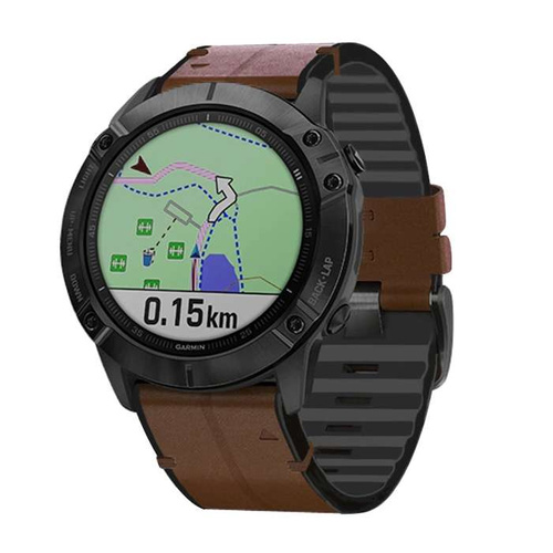 opaska pasek bransoleta LEATHER SMOOTH GARMIN FENIX 3/5X/3HR/5X PLUS/6X/6X PRO/7X/8 (51mm) DARK BROWN