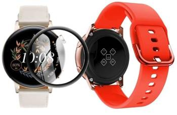 opaska pasek bransoleta GEARBAND Huawei Watch GT 3 42mm czerwona + szkło 5D