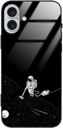 Etui szklane GLASS CASE kosmonauta z odkurzaczem Apple iPhone 16 PLUS 