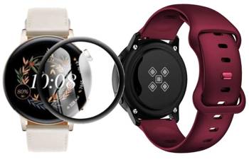 opaska pasek bransoleta SMOOTH ZAPIĘCIE Huawei Watch GT 3 42mm bordowa + szkło 5D