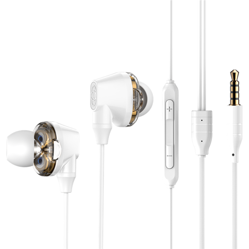 Baseus Encok H10 dokanałowe słuchawki zestaw słuchawkowy z podwójnymi przetwornikami biały (NGH10-02)