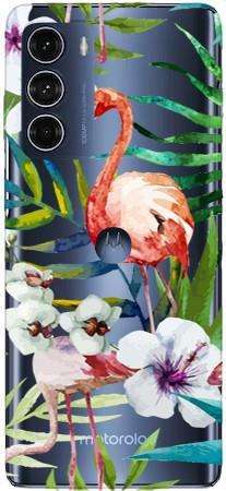 Boho Case Motorola Moto G200 5G kwiaty i flamingi