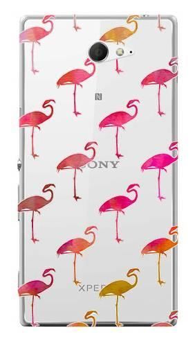 Boho Case Sony Xperia M2 różowe flamingi