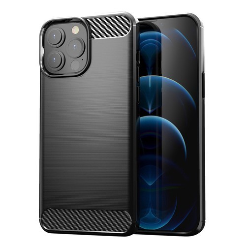 Etui Pancerne KARBON iPhone 14 PRO MAX czarny + szkło 5D FULL GLUE