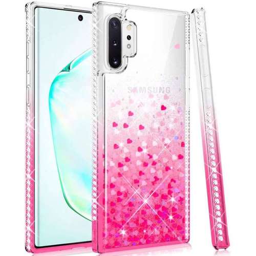 Etui Samsung Galaxy A12 Diamond Liquid Przelewany Brokat różowe