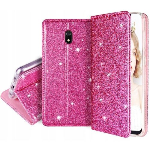 Etui Samsung Galaxy A20E portfel z klapką Flip Magnet Shine Brokat różowe