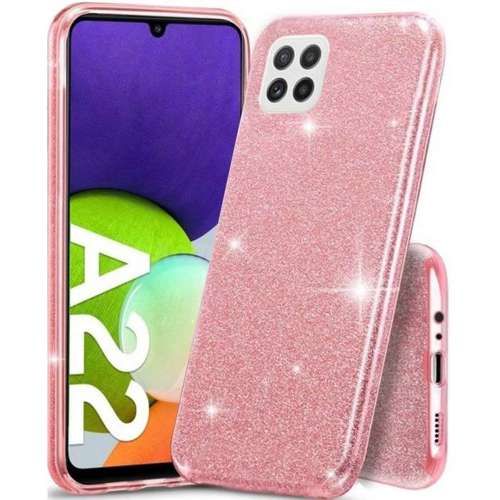 Etui Samsung Galaxy A22 5G Brokat Glitter różowe