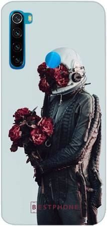 Etui astronauta i róże na Xiaomi Redmi Note 8T