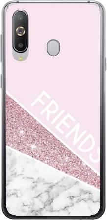 Etui dla przyjaciół friends glitter różowy na Samsung Galaxy A60