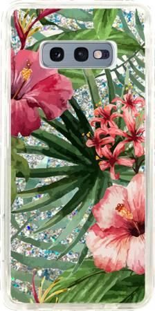 Etui kwiaty tropikalne brokat na Samsung Galaxy S10e V2