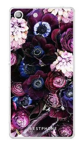 Etui purpurowa kompozycja kwiatowa na Sony Xperia M5
