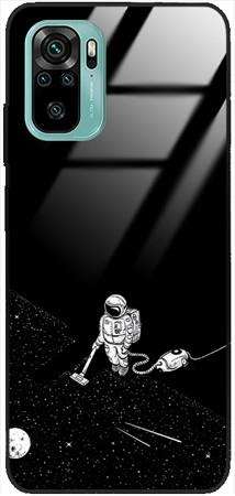 Etui szklane GLASS CASE kosmonauta z odkurzaczem Xiaomi Redmi Note 10 / Redmi Note 10S / Poco M5s 