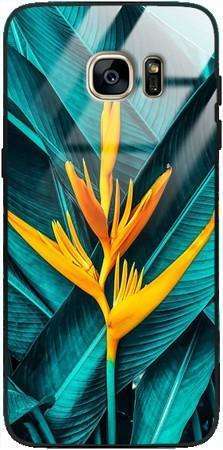 Etui szklane GLASS CASE żółty kwiat i liście Samsung Galaxy S7 Edge 