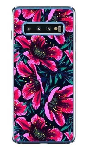 Foto Case Samsung Galaxy S10 różowo czarne kwiaty