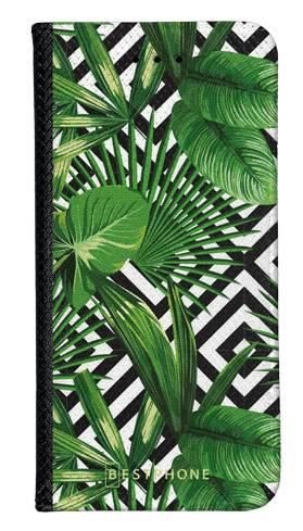 Portfel Wallet Case Motorola MOTO E6 kwiaty tropikalne geometryczne